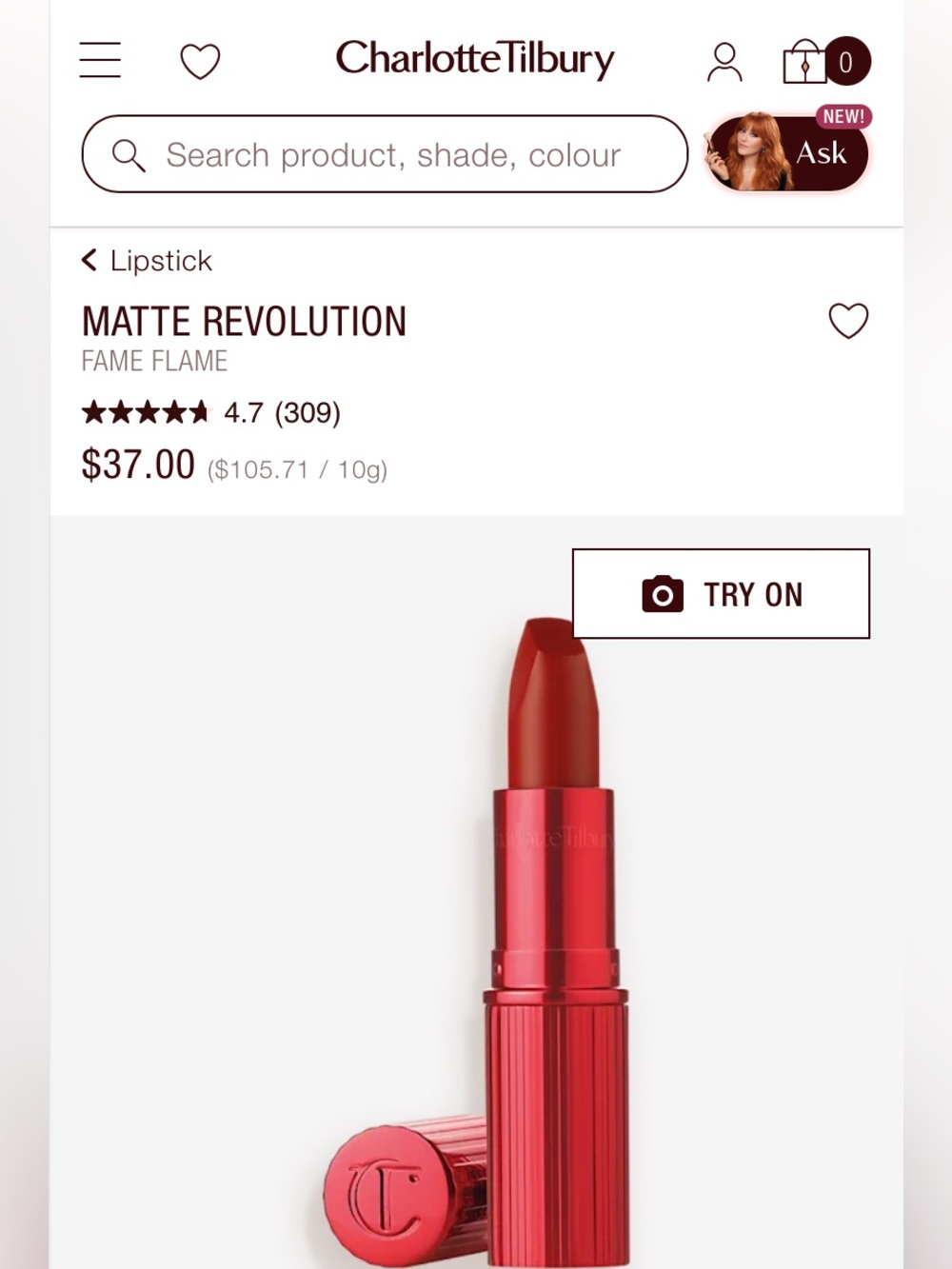 Charlotte Tilbury Matte Revolution Lipstick moisturizing matte finish